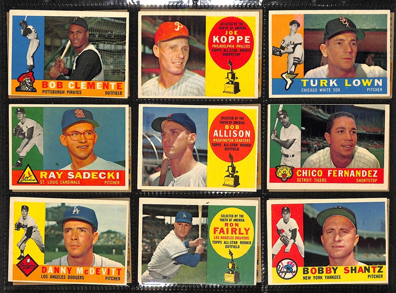 Lot of (250+) 1960 Topps Baseball Cards w. Stan Musial & Roberto Clemente